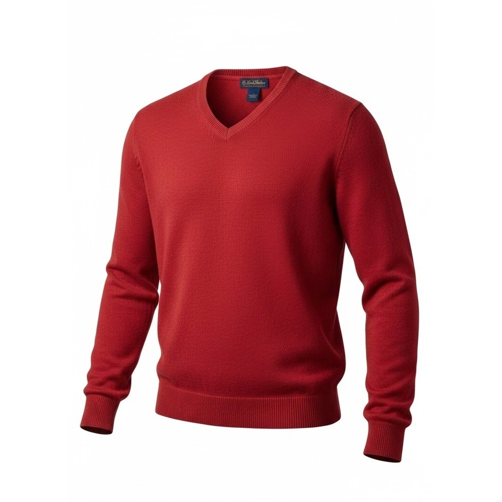 Brooks Brothers V-Neck Sweater Men L Red 100% 3-Ply Italian Cashmere Christmas
